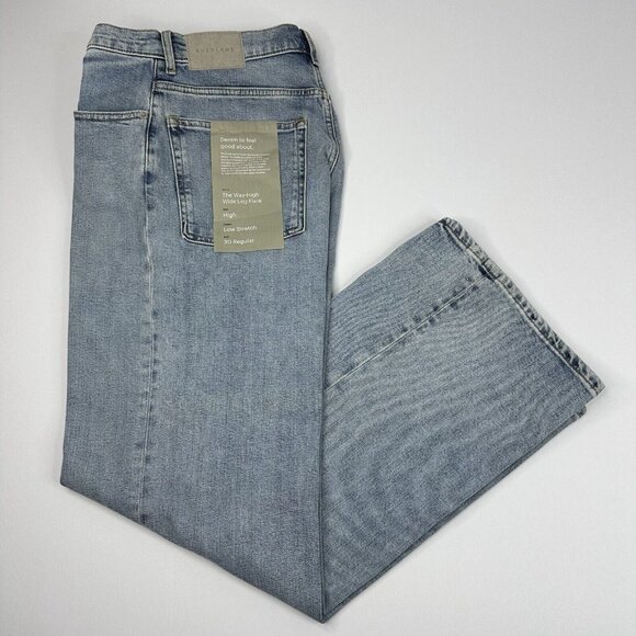 Everlane‎ Women's NWT Light Blue The Way-High Wide Leg Flare Jean W30/L29.25 - Picture 2 of 13